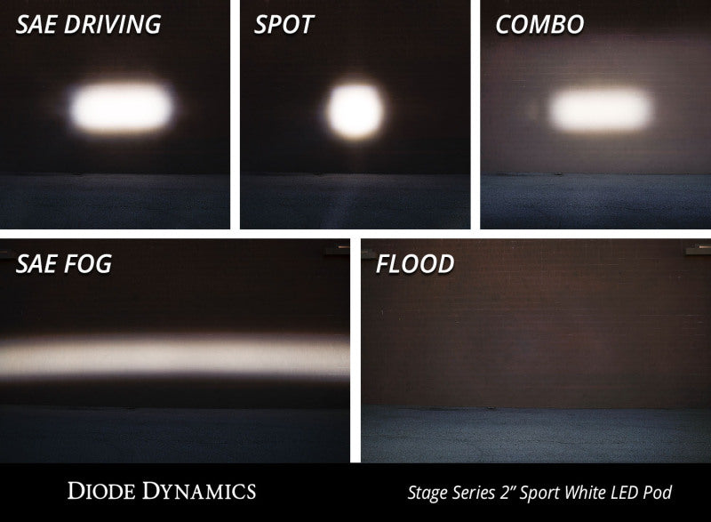 Diode Dynamics Stage Series 2 In LED Pod Sport - White Combo Standard ABL (Pair)